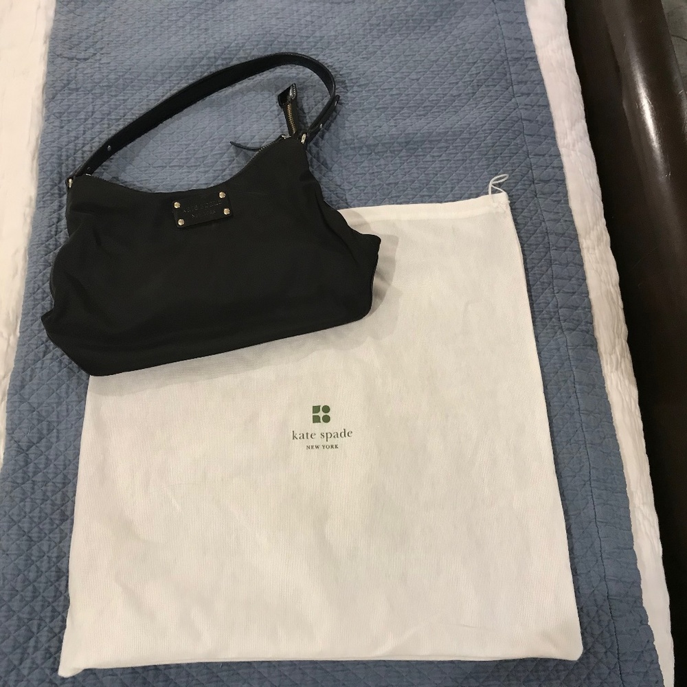Kate Spade black nylon, patent strap